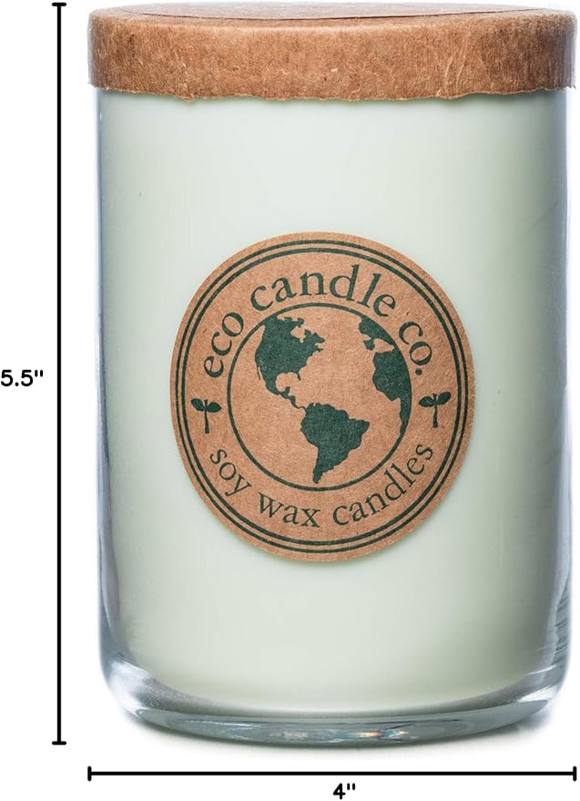 ECO CANDLE CO. Recycled Candle, Eucalyptus Mint, 26 oz. - Scents of Eucalyptus, Spearmint, & Peppermint - 100% Soy Wax, No Lead, Kraft Paper Label & Lid, Hand Poured, Made from Midwest Grown Soybeans - Bloomnest