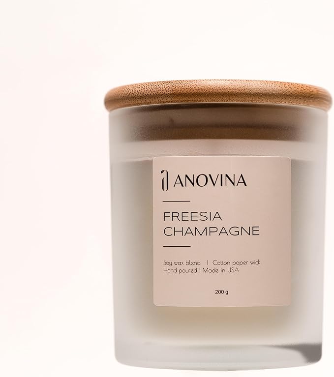Champagne Toast Candle Gift – Luxury Freesia & Champagne Scent – Scented Candles for Women – Aromatherapy Candle Gift Box – Made in USA – Brown Glass Jar - Bloomnest