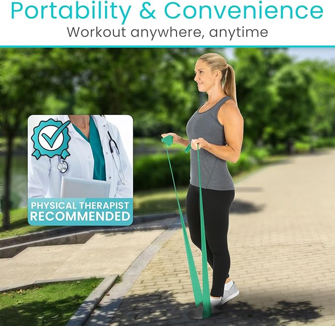 Vive Professional Resistance Bands - 25 Yard Non-Latex Roll for Physical Therapy, Lower and Upper Body Exercise Workout - Straight Elastic for Strength Training, Rehabilitation, Women, Men - Bloomnest