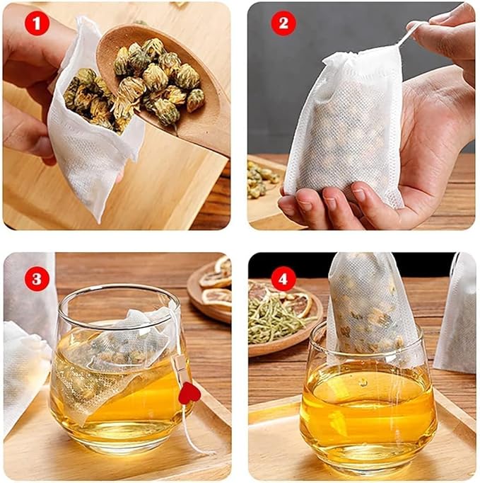 400pcs Disposable Tea Bags for Loose Leaf Tea, Tea Filter Bags with Free Tea Spoon for Loose Tea Loose Leaf Tea, Fillable Tea Infuser Sachets for Loose Tea, Coffee, Herb, Spice and More (3.54"x 2.75")