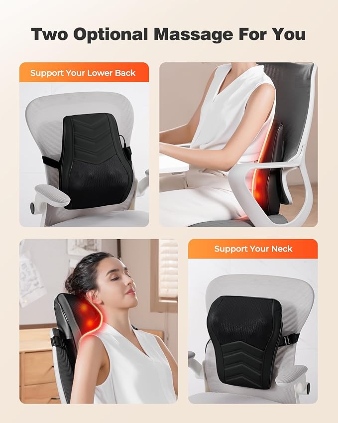 Shiatsu Neck Massager with Heat, 3D Kneading Back Massage Pillow for Pain Relief, Massagers for Neck and Back, Shoulder, Leg, Gifts for Men Women Mom Dad, Stress Relax at Home Office and Car - Bloomnest