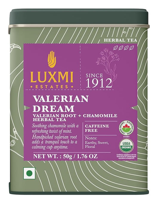 Luxmi Estates - Valerian Dream - Organic Valerian Root Tea for Sleep - Loose Leaf - 50g (25 Cups) | with Valerian Root, Chamomile & Lavender | Perfect Wellness Sleep Tea - Bloomnest