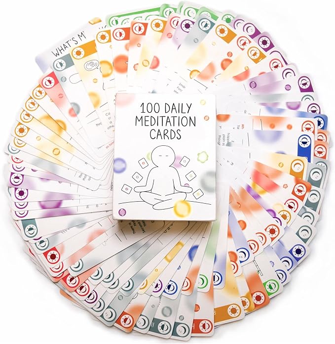 BEST 100 Daily Meditation Cards | Anxiety Relief Item for Relaxation | Self Care Kit for Stress Relief | Perfect Mindfulness Gift For Teens & Adults | Advance Beyond Positive Affirmations - Bloomnest