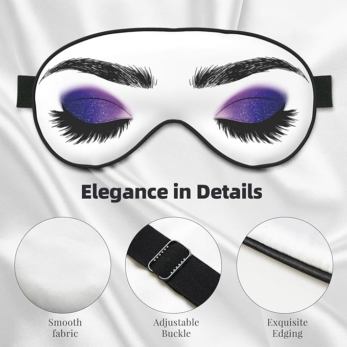 Sleep Eye Mask Purple Eyeshadow Eyelash Sleep Mask for Women Men Comfortable Eye Mask with Adjustable Strap Soft Eye Cover Blindfold for Travel Yoga Nap Shift Work - Bloomnest