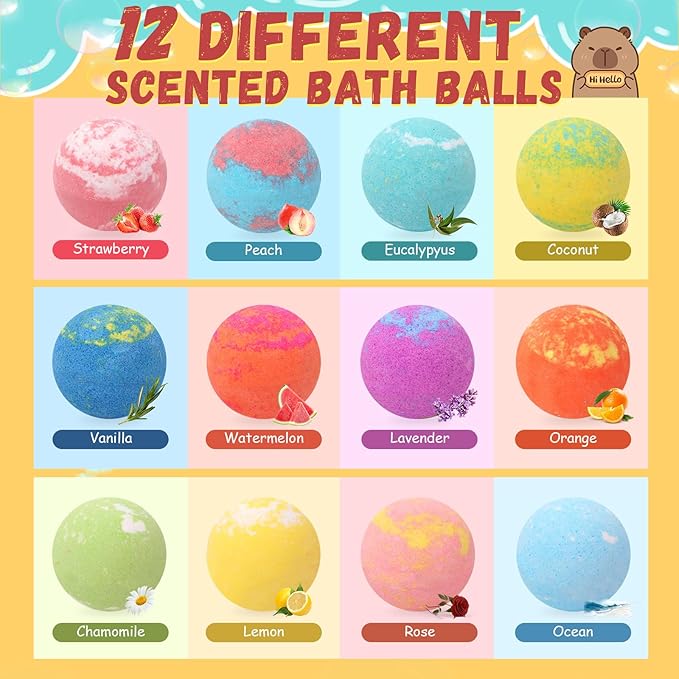 Bath Bombs for Kids with Surprise Inside Organic Bath Bombs Set for Girls Boys with Capybara Toys Inside Ideal Kids Birthday Christmas Easter Gift - Bloomnest