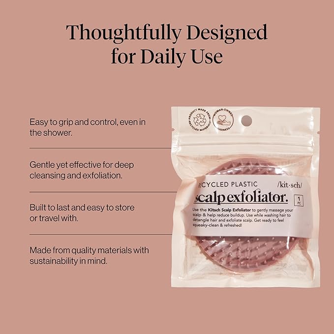 Kitsch Scalp Massager for Hair Care - Scalp Scrubber, Shampoo Brush & Exfoliator for Scalps- Hair Scrubber for Relaxing Bath - Terracotta Kitsch