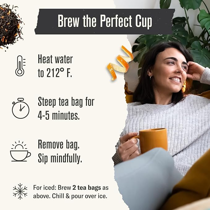 Numi Organic Aged Earl Grey Tea, 18 Black Tea Bags with Real Bergamot, Microplastic Free, High Caffeine - Bloomnest