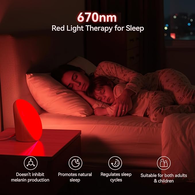 Light Therapy Lamp with 10000 Lux Sun Light & 670nm Red Night Light, Sleep Aid & Mood Boosting Lamp, 5 Color Temperatures, 5 Brightness Levels, 4 Timer Settings, Smart Touch & Remote Control - Bloomnest