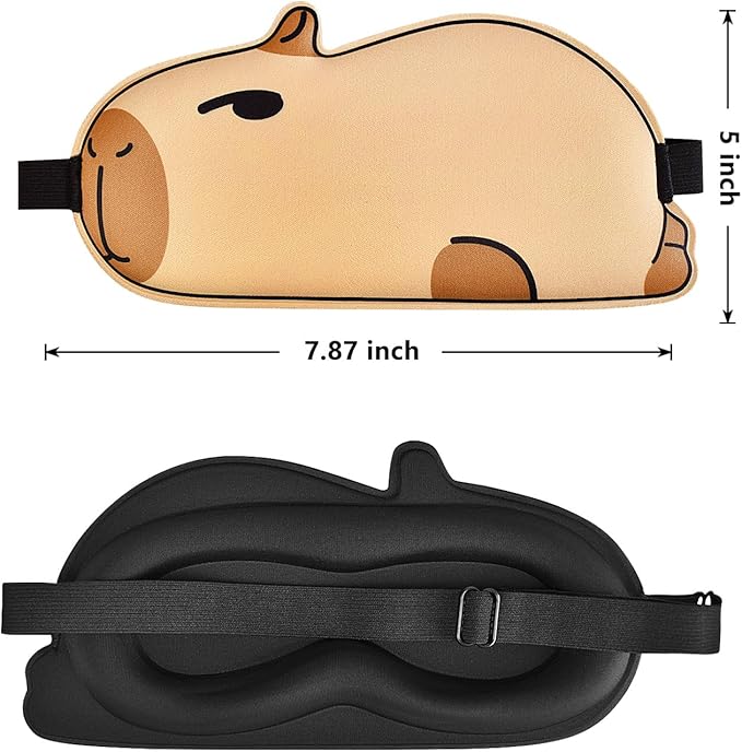 Cute Capybara Sleeping Mask Eye Mask Funny Animal 3D Contoured Sleep Mask Soft Breathable Blindfold Travel Eye Cover Eyeshade for Kids Adults Girls Boys Women Men (Capybara, Brown) - Bloomnest