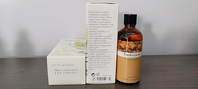 PHATOIL Frankincense Essential Oil 100ML, Essential Oils for Diffuser, Humidifier, Aromatherapy, Perfect for DIY Soap, Candle, Bath Bombs Making PHATOIL