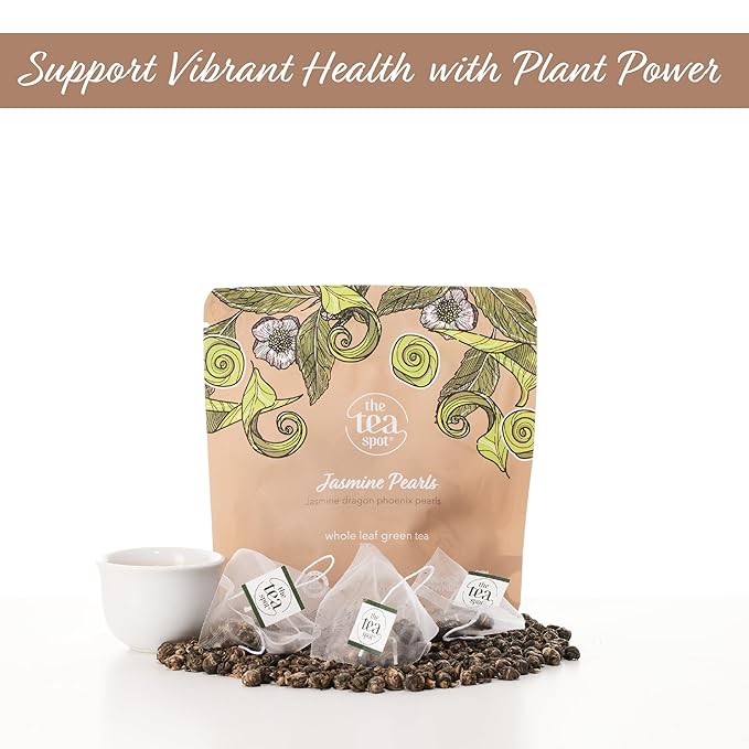 The Tea Spot Jasmine Pearls Green Tea | High-grade Jasmine infused Green Tea Pearls from Fujian | 15 Tea Bags - Bloomnest