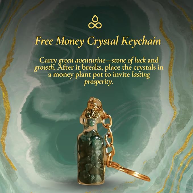 Attract Money Incense Sticks - for Manifestating Abundance (80+ Sticks) with Aventurine Crystal Keychain for Unlocking Wealth | Spicy Aroma of Cinnamon Incense & Clove