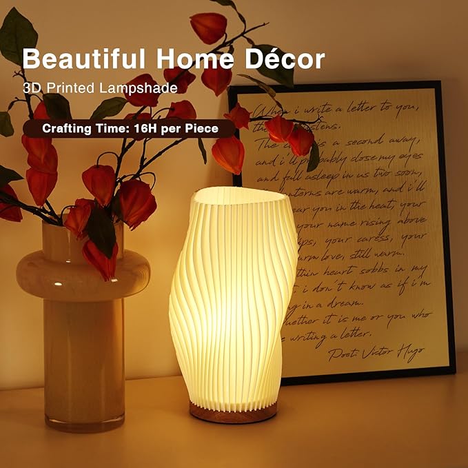 Table Lamp Bedside Lamps for Bedroom, Small Night Stands Desk Lamp, Mood Warm Cozy Lighting, Vintage Boho Cool Mid Century Modern Lamp, Aesthetic Accents Home Room Decor (Warm-C, Large) - Bloomnest