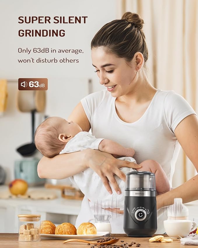 SHARDOR Adjustable Coffee Bean Grinder Electric, Herb/Spice, Espresso Grinder with 1 Removable Stainless Steel Bowl, Matte Black - Bloomnest