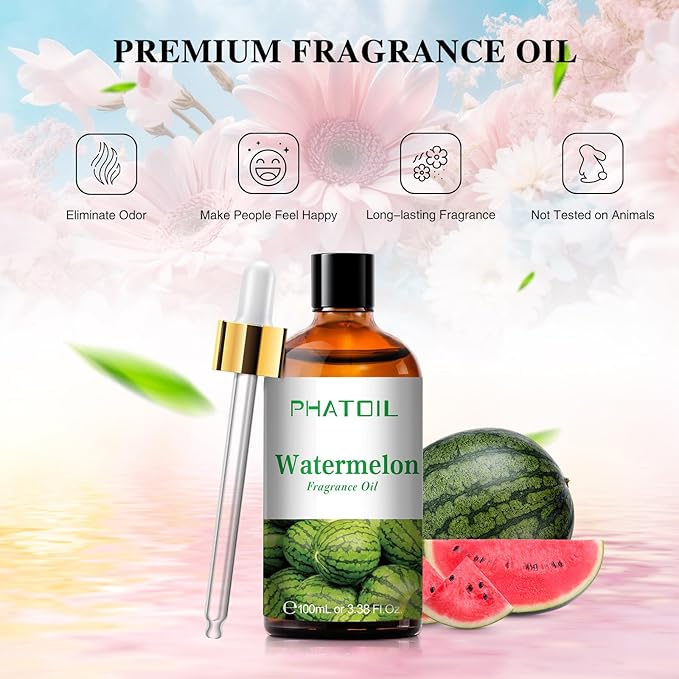 PHATOIL 3.38FL.OZ Watermelon Fragrance Oils for Aromatherapy, Essential Oils for Diffusers for Home, Perfect for Diffuser, Yoga, Skin Care, DIY Candle and Soap Making - 100ml - Bloomnest