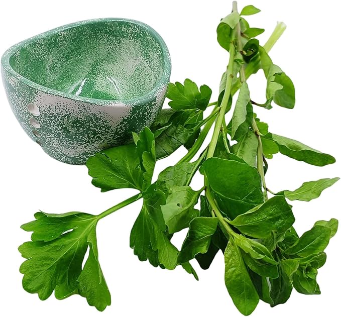 Herb Stripping Bowl with 4 Different Holes Efficient Leaf Removal Tool for Parsley Cilantro Vegetables Durable Resin Kitchen Gadget Veggie Herbs Stripper Imitation Ceramic Pottery Design - Bloomnest