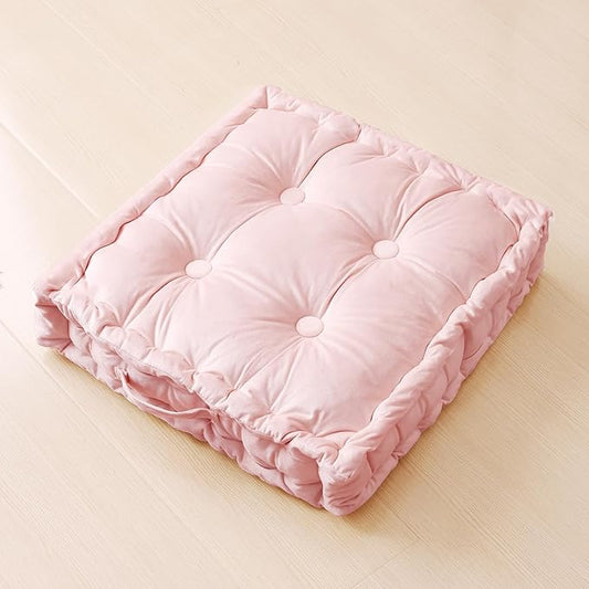 Square Floor Pillows, Large Floor Cushion for Adults Kids, Meditation Floor Pillow Seating Cushion with Shredded Memory Foam and Silk Wadding, 20"x20"x5" Blush - Bloomnest