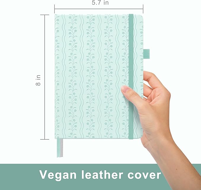 &And Per Se Dotted Journal Notebook for Women&Men with Pattern, A5 Leather Hardcover, 160 Pages 100GSM Thick Dotted Paper, 3 Sheets of Stickers Included(Light Blue) - Bloomnest