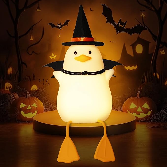 Attivolife Duck Night Light for Kids, LED Bedside Table Silicone Lamp, Timer Dimmable Animal Magician Touch Control Nursery Portable, Halloween Birthday Gift for Boy Girl (Bat Wing) - Bloomnest