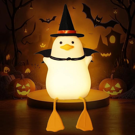 Attivolife Duck Night Light for Kids, LED Bedside Table Silicone Lamp, Timer Dimmable Animal Magician Touch Control Nursery Portable, Halloween Birthday Gift for Boy Girl (Bat Wing) - Bloomnest