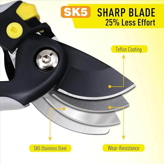 Jardineer Pruning Shears for Gardening, 3Pack Stainless Steel Garden Shears Set include Bypass Hand Pruner, Anvil Pruning Scissor, Pruning Snips for Flowers, Herbs and Small Branches - Bloomnest