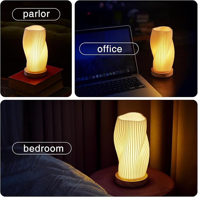 Table Lamp Bedside Lamps for Bedroom, Small Night Stands Desk Lamp, Mood Warm Cozy Lighting, Vintage Boho Cool Mid Century Modern Lamp, Aesthetic Accents Home Room Decor (Warm-A, Medium) - Bloomnest