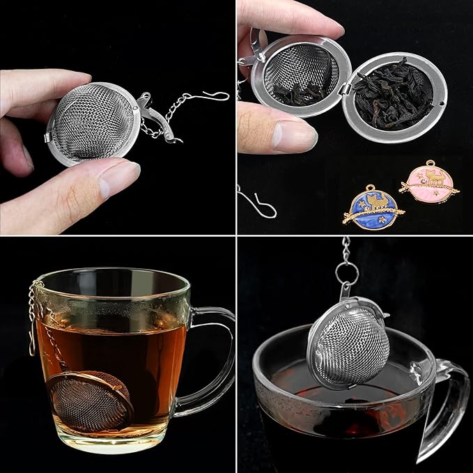 2Pcs Stainless Steel Mesh Tea Infuser, 2.1 inch Tea Ball with Cute Planet Cat Pendants,Tea Strainer Tea Diffuser Tea Steeper for Filtering Tea,Tea Infusers for Loose Tea (Cute Planet Cat, 2PC) - Bloomnest