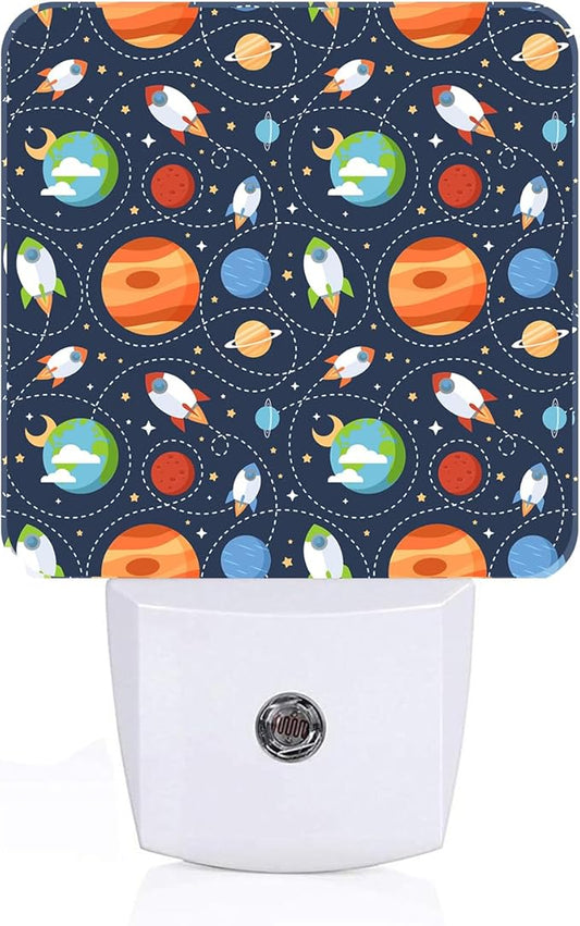 Night Blue Space Stars Night Light,Plug-in Nightlights Auto Sensor Night Lamp Dusk to Dawn Lamp Home Decor for Nursery Children Girls Boys