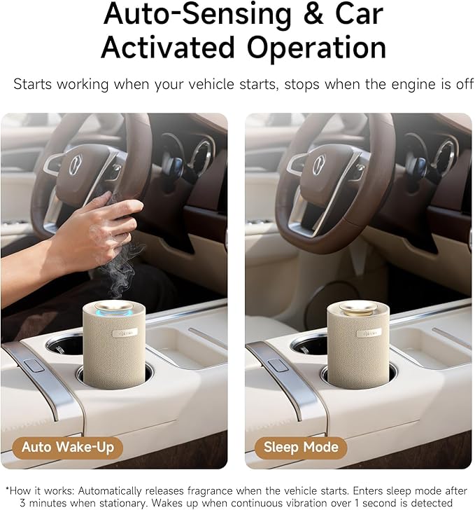 Auto-Start/Stop 2-in-1 Car Diffuser, Waterless Essential Oil Diffuser & Auto Air Freshener for Home Aromatherapy, Cordless Adjustable Fragrance Diffuser Compatible with 5/10/15ml Bottles - Bloomnest
