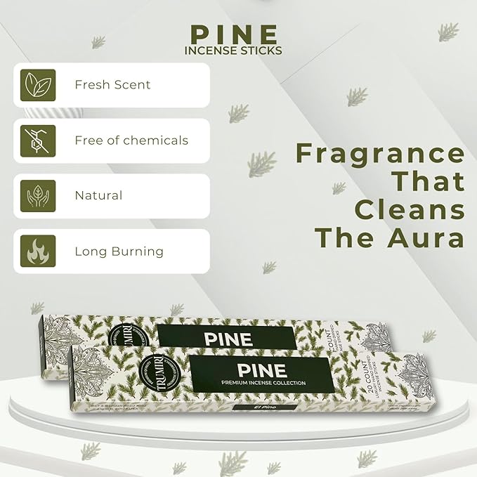 Pine Incense Sticks - Total 120 Insence-Sticks - 6 Packs of 20 Insense - Inciensos - Inscents - Natural Non Toxic Ingredients - Incents - Incence - Inscense - Insents TRUMIRI