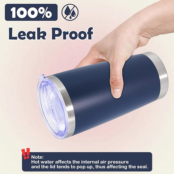 20oz Tumbler Bulk Stainless Steel Tumbler Cup with Lid Vacuum Insulated Double Wall Travel Mug, Durable Powder Coated Travel Coffee Tumbler Mug for Hot & Cold Drinks, Navy,12 Pack