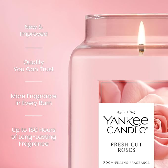 Yankee Candle Fresh Cut Roses Scented Candle, 22oz Large Jar with up to 150 Hour Burn Time, Giftable - Bloomnest