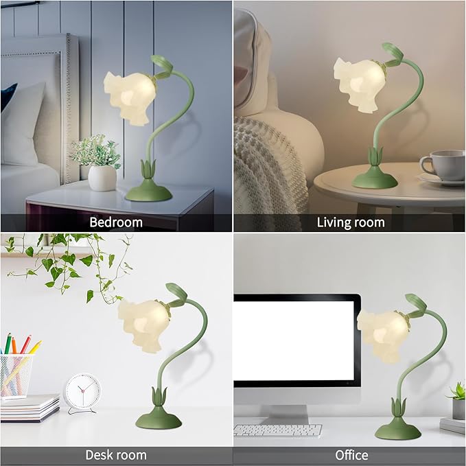 Cute Flower Desk Lamp, 3 Color Temperature Table Lamp with LED Bulb, Vintage Bedside Lamps, Reading Lamps with Soft Light for Bedroom, Living Room - Bloomnest