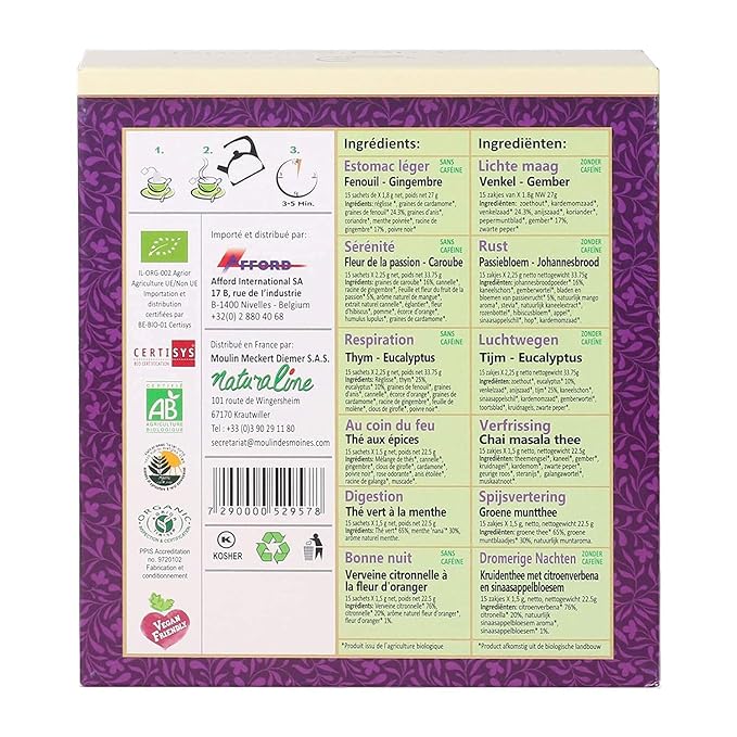 Adanim Bio Tea Sampler Gift Set Box, 6 Flavors Organic Herbal Tea Set, Total of 90 Tea Bags, Full of Aroma Scented Fragrance, Tea Lovers Gift Ideas For Christmas - Bloomnest