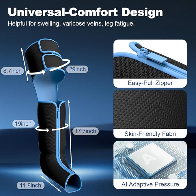 Leg Massager for Circulation and Pain Relief, Leg Massager with Heat and Compression, Leg Air Compression Massager, Gift for Women Men Mom Dad - Bloomnest