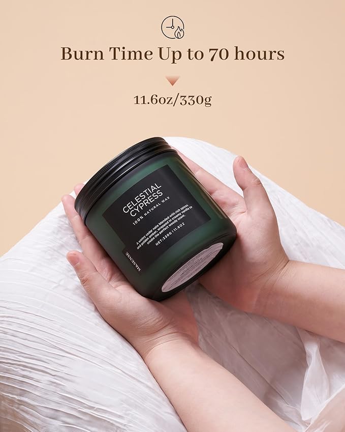 M&SENSE Celestial Cypress - Cedarwood Spice Scent Natural Soy Wax Highly Scented Candle, 11.6oz 2 Wick 70 Hours Long Lasting Candle Woody Scent Gifts for Dad - Bloomnest