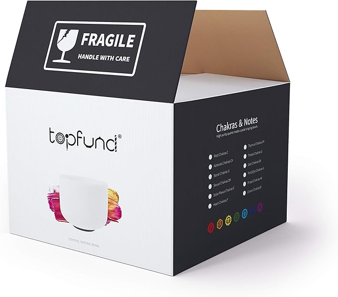 TOPFUND Pink F Note Crystal Singing Bowl 10 inch Heart Chakra with Heavy Duty Carrying Case and Suede Mallet