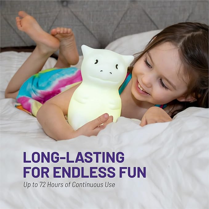 Lumipets Remote Control Silicone Night Light for Kids - Dragon Design with 9 Soft Colors & Sleep Timer - Rechargeable, Battery-Operated Lamp for Bedroom | Baby Nursery, Toddler, Girls, Boys - Bloomnest