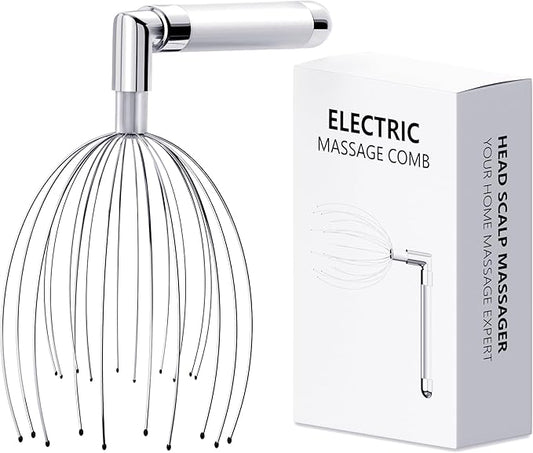 Head Massager Scalp, Vibrating Electric Scalp Massagers, Battery Powered Head Scratchers Massager Whisk Hair Massage Relax Tool with 20 Metal Fingers for Stress Relief, ldeal Gift for Women & Men Winyoung