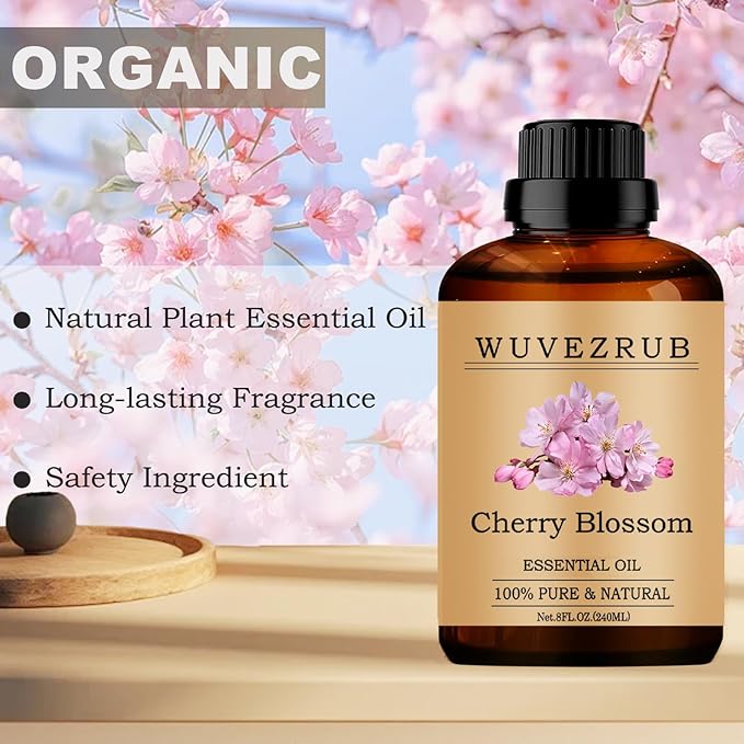 Cherry Blossom Essential Oils, 240ML Pure and Natural Essential Oil for Aromatherapy Diffuser - Cherry Blossom /8 Fl Oz - Bloomnest