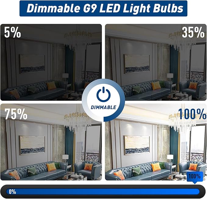 G9 Dimmable LED Light Bulb 3W Daylight White 6000K,40W 60W Halogen Equivalent, G9 Bulb 350 LM AC 120V for Chandelier Wall Pendant Ceiling Lighting Lamps No-Flicke,10-Pack - Bloomnest