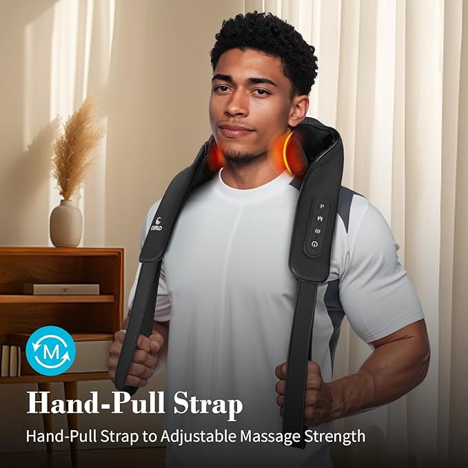 Shiatsu Neck Massager with Heat - Ideal Gifts for Her,Him,4D Cordless Deep Tissue Kneading Massage for Pain Relief,Rechargeable Massage for Neck,Shoulder,Traps and Back - Bloomnest