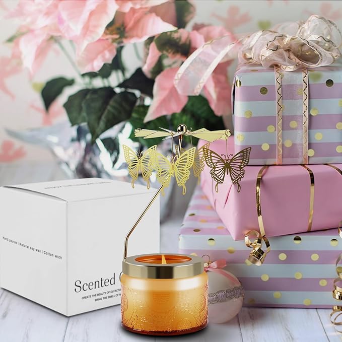 Rotatable Candle, Birthday Gifts for Women, Vanilla Cream Scented Candles Anniversary Christmas Thanksgiving, Butterfly Best Girl, Friends,Mom - Bloomnest