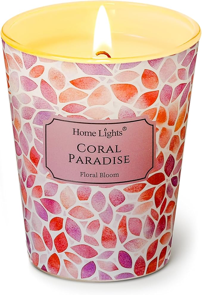 HomeLights Coral Paradise Scented Candles | 6.7oz Soy Candles Bohemian Natural Textures Large Candle Jars | Ideal Candle Gifts for Events, Home Decor Stress, Relief & Relaxation - Bloomnest