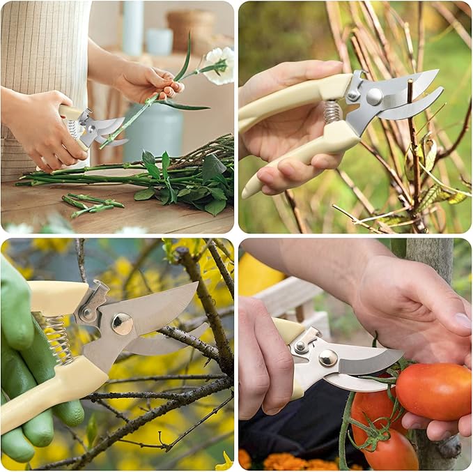 Premium garden shears, meperez pruning scissors gardening tools, pruners for flower, bushes, rose and fruit tree, use for florist, yard and orchard the plant clippers, sharp white steel anvil snips, 2 - Bloomnest