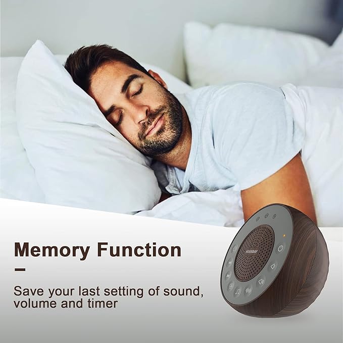 Housbay White Noise Machine with 31 High Fidelity Soothing Sounds, 5W High Power Loud Enough Speaker, Easy Volume Control, Sleep Timer, Sound Machine for Baby, Kids, Adults, Light Sleeper -Wood Grain - Bloomnest
