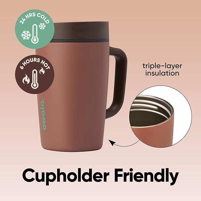 Owala SmoothSip Slider Stainless Steel Insulated Travel Mug with handle, 100% Leak Proof, For Hot and Cold Drinks, Travel Friendly with Sliding Lock Lid, 12oz, BPA Free, Leak Proof, High Dive - Bloomnest
