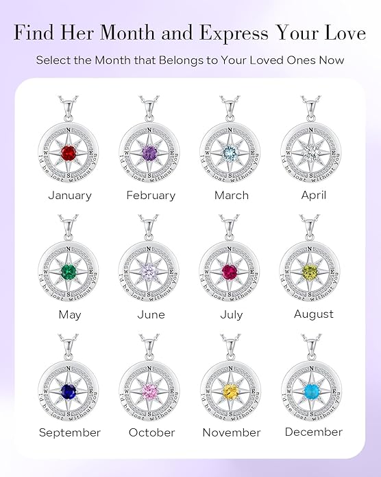 S925 Necklace Gift for Wife |Compass Jewelry |Women Anniversary |Sterling Silver |Girlfriend Birthday Gifts for Her Valentines |I'd be Lost without You |Jewel 18K Gold - Bloomnest