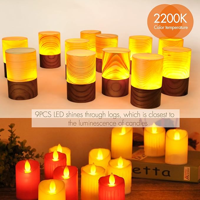 LED Wood Lamp Portable Touch Sensor-Controlled Night Lamps with Adjustable 3-Level Brightness Warm Light for Bedside/Candle-lit Dinner/Coffee Shops and Bars/Courtyard/Camping - Bloomnest