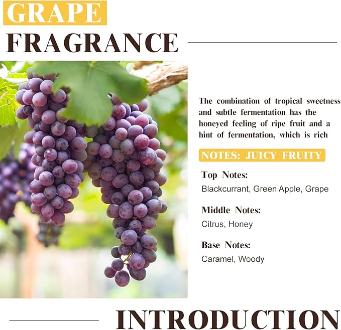 EUQEE Grape Fragrance Oil, Premium Essential Oil 2.02 Fl oz with Glass Dropper for Aromatherapy, DIY Bath Bombs, Candle Soap Making (60ml) - Bloomnest